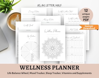 2026 Wellness Planner: Self-Care, Life Balance Wheel (Printable PDF)