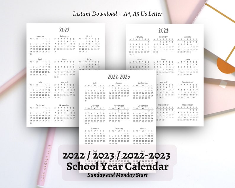 Israel Calendar 2023 Printable Calendar 2022 2023 20222023 Academic Calendar Etsy Israel
