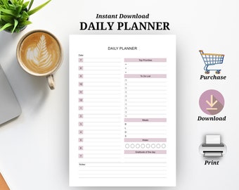 Printable Daily Planner: Undated Schedule, To-Do List (PDF)