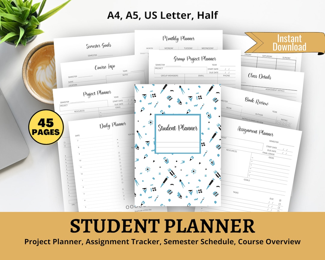 Printable Student Planner 2025-2026: Academic Organizer (A4, A5, Letter ...