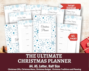 Printable Christmas Planner - Instant Download - 41 Pages of Festive Organization