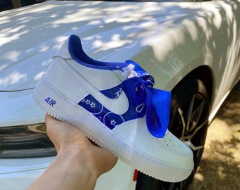 air force 1 blue bandana shoes