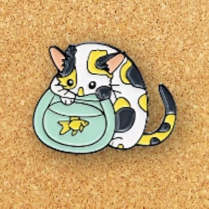 Cat Playing Fish | Funny Enamel Pin