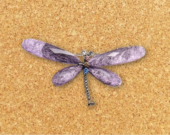 Purple Dragonfly Brooch Pin | Premium Animal Brooch Pin with Rhinestones | Pin for Backpack, Pin for Jacket, Pin for Hat | ROFL PINS