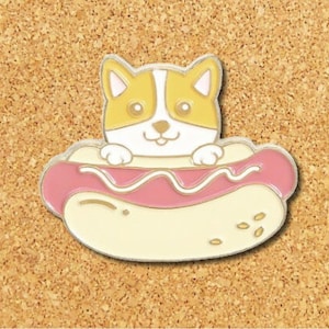 Corgi Hot Dog Enamel Pin | Cute Enamel Pins | Animal Pins