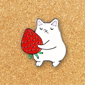 Strawberry Cat II Enamel Pin | Cute Enamel Pin