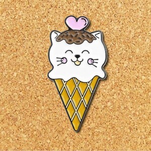 Ice Cream Happy Kitty Enamel Pin | Cute Enamel Pins