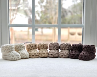 Crochet Baby Booties: 100 percent Mercerized Cotton, Newborn Gift, Baby Shower, Pregnancy Announcement