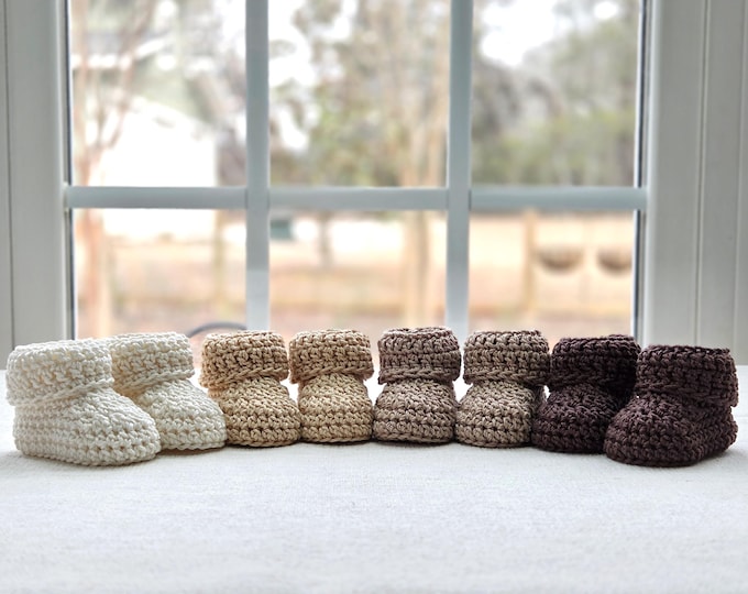 Crochet Baby Booties: 100 percent Mercerized Cotton, Newborn Gift, Baby Shower, Pregnancy Announcement