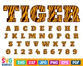 Tiger Font Svg, Animal Patterned A-Z Letters,0-9 Numbers, Tiger Alphabet Svg Cut Files for Cricut, Silhouette Dxf Png Jpg Pdf Eps, Printable