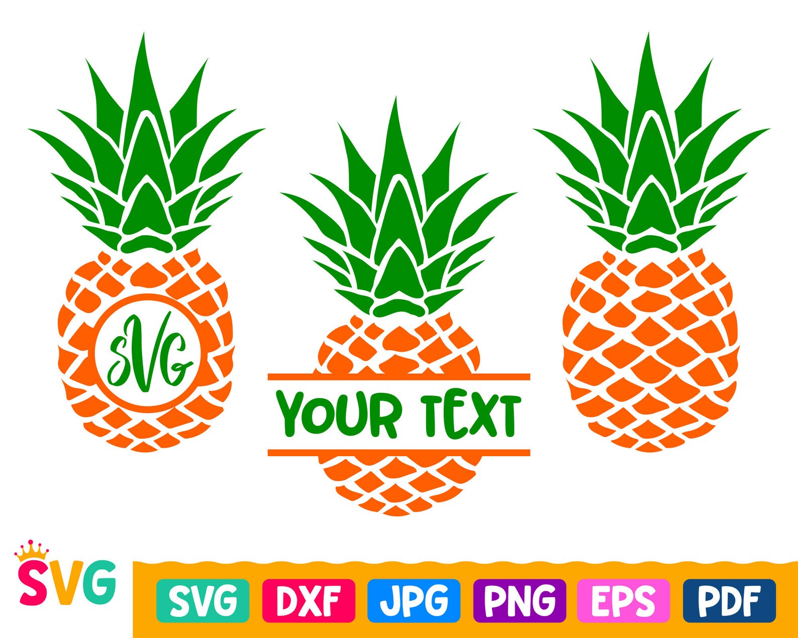 Pineapple Svg Pineapple Monogram Svg Pineapple Name Frame Etsy