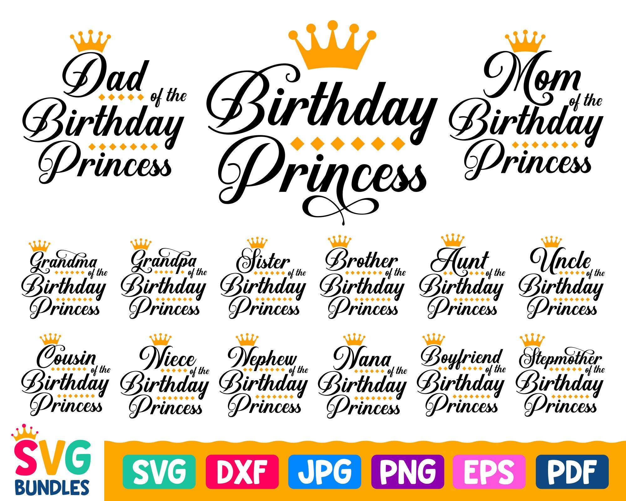 Download Birthday Princess Svg Bundle Birthday Girl Family Shirts ...