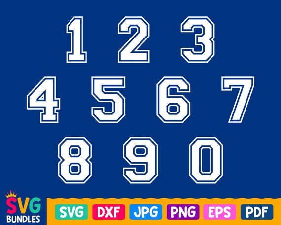 Download Sport Numbers Svg Varsity Numbers Svg Cut File 0 9 Svg Jersey Numbers For Cricut Silhouette Cameo Dxf Printable Iron On Png Jpeg Eps Pdf