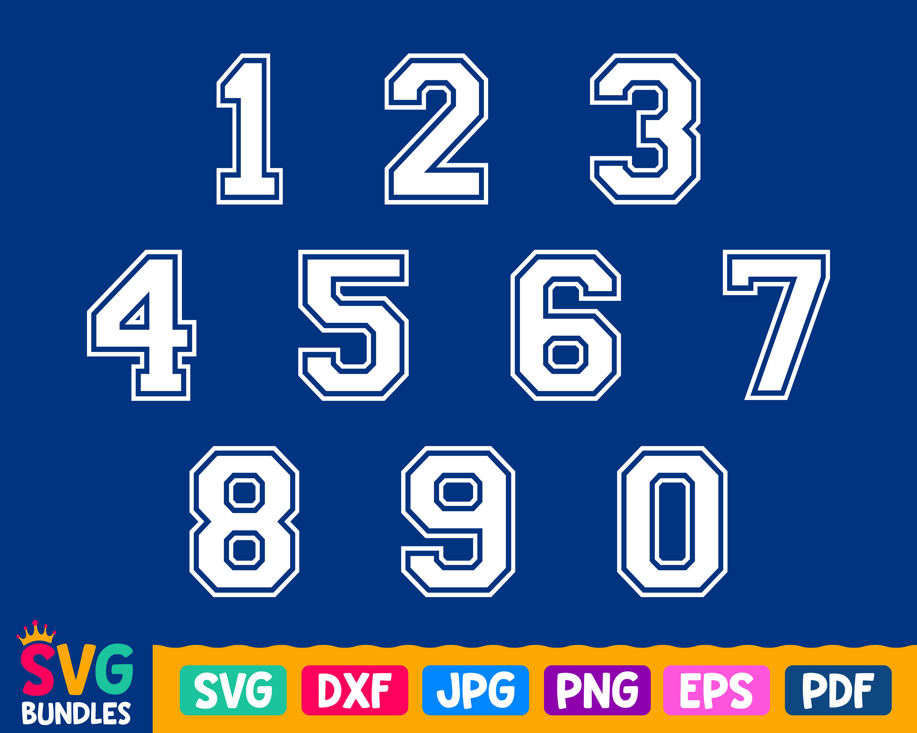 Sport Numbers Svg Varsity Numbers Svg Cut File 0 9 Svg Etsy