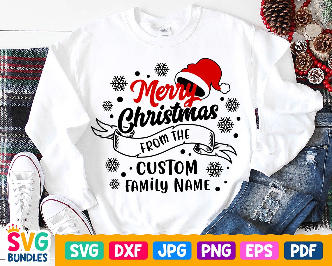Merry Christmas From The Family Svg Personalize Christmas | Etsy