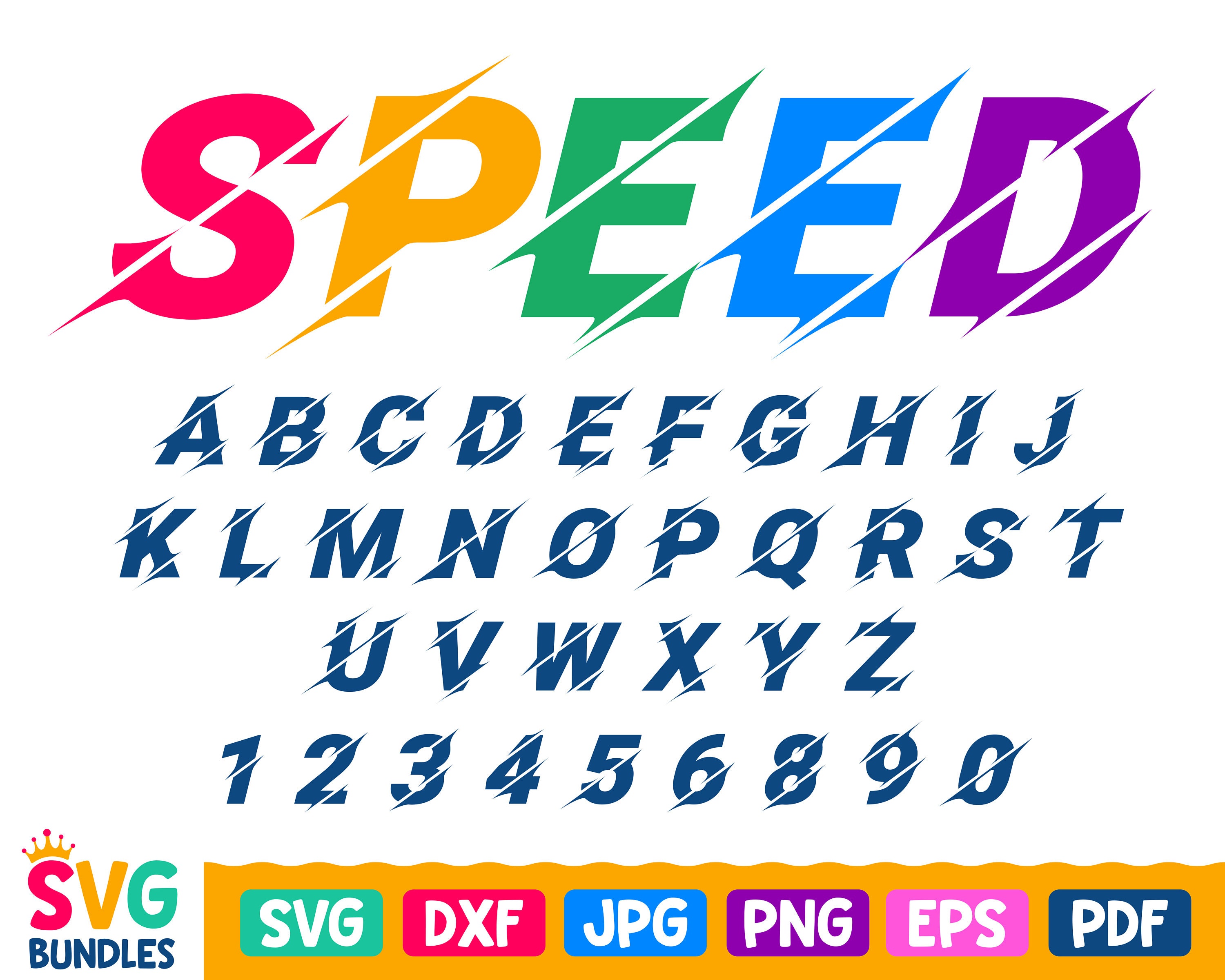 Speed Font Svg Letters &amp; Numbers Svg Sport Personalization | Etsy