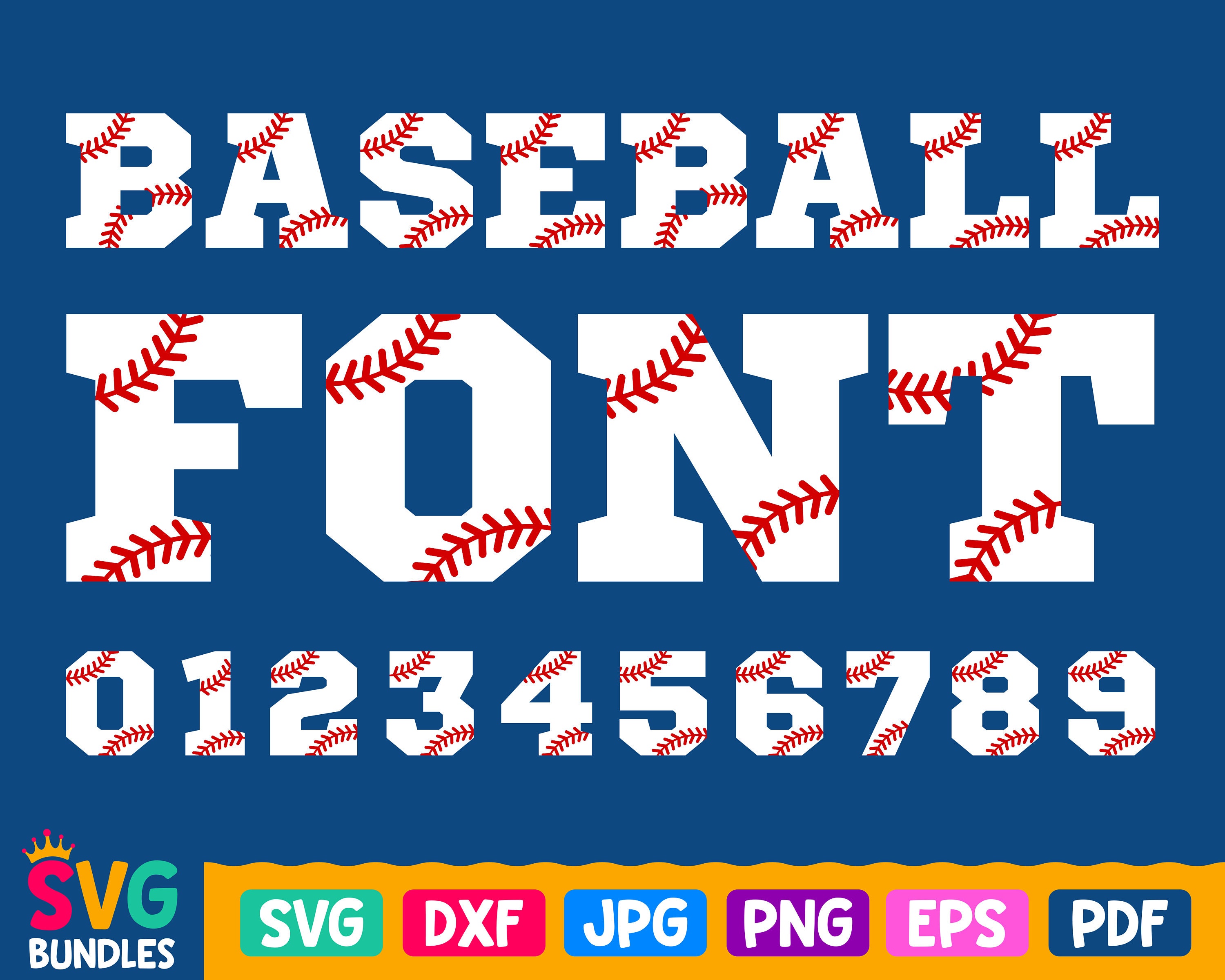 Baseball Font Svg Dxf Png Letters And Numbers Baseball Etsy