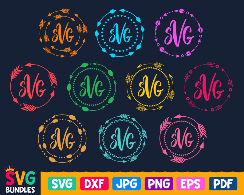 Download Arrow Monogram Frames Svg Boho Circular Arrows Svg Round | Etsy