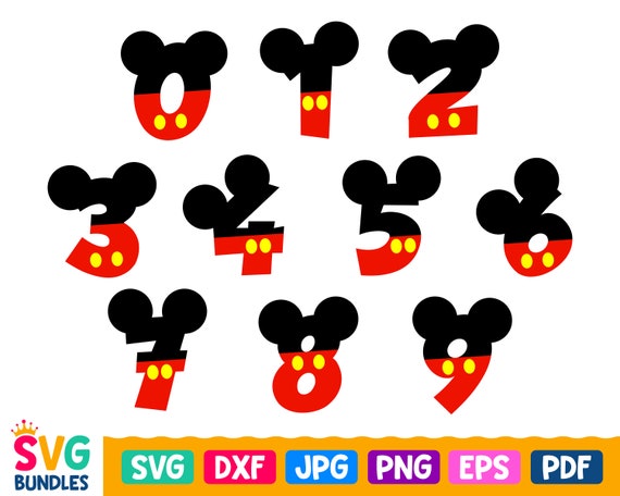 Download Baby Birthday Numbers Svg Number With Mouse Ears Svg 1 2 3 4 Etsy