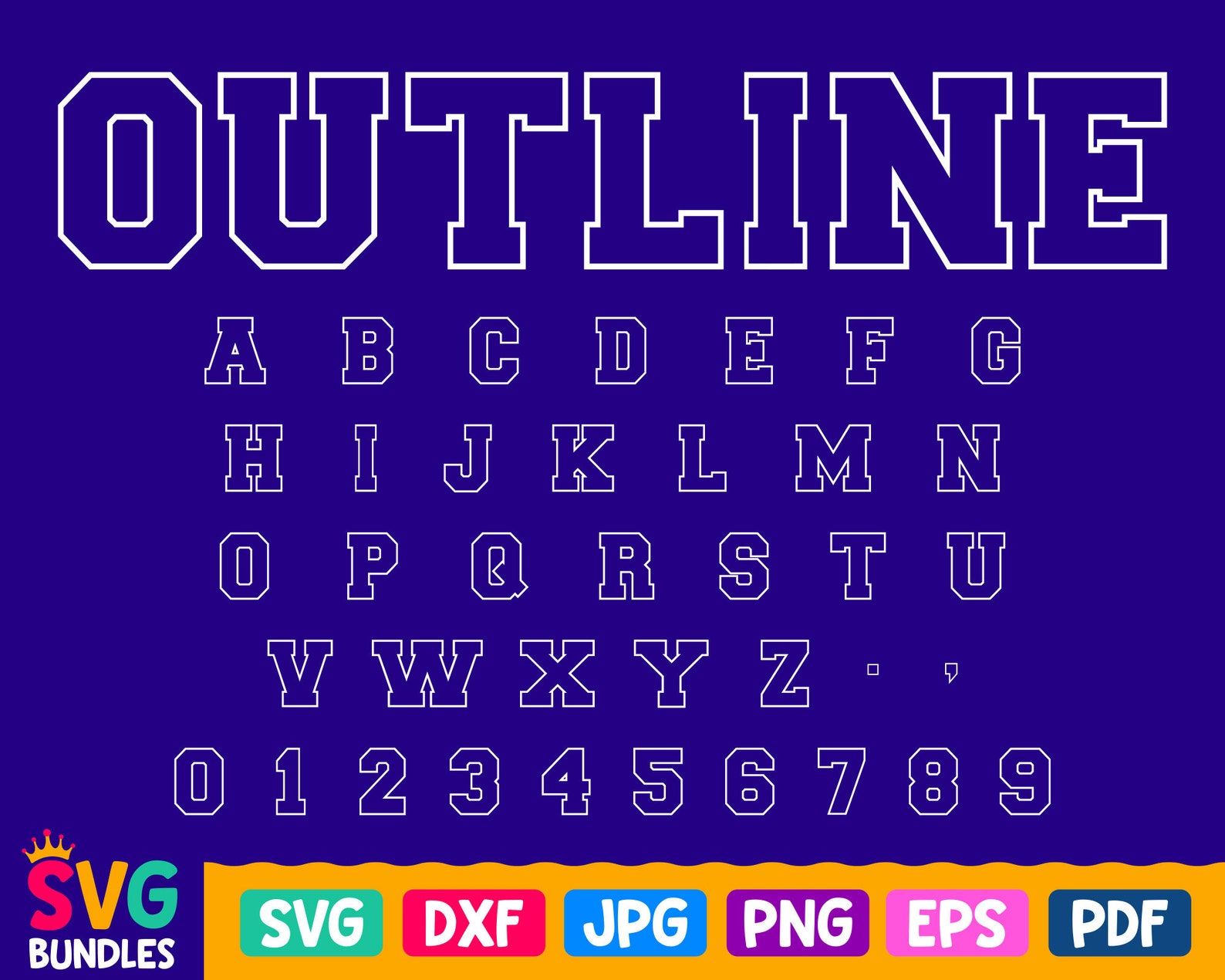 Outline Font Svg Outline Jersey Letters Svg Baseball Numbers | Etsy