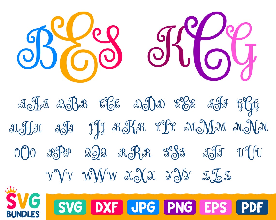 Curly Font Svg Curly Monogram Initial Letters Svg Wrought Etsy