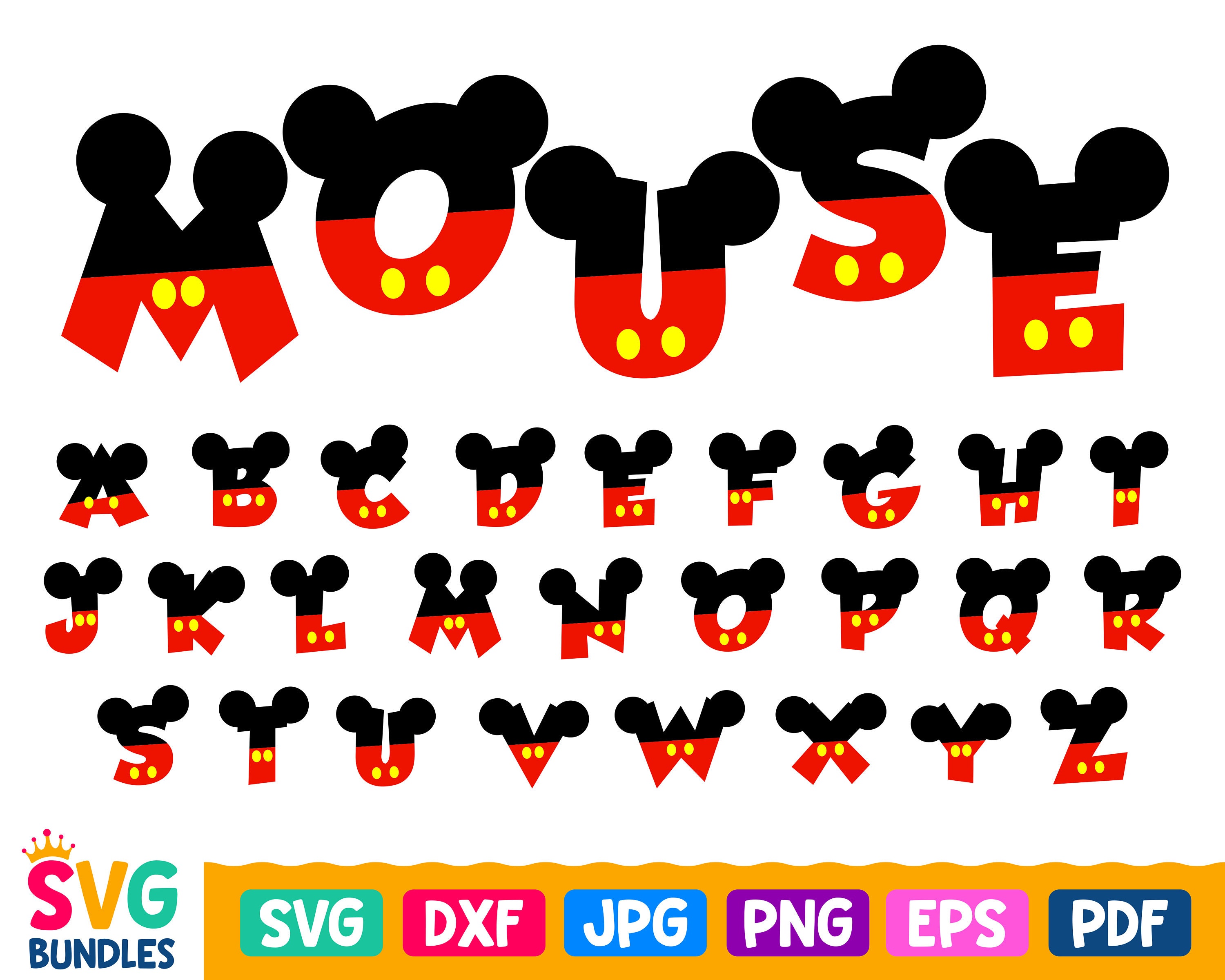 Mickey Mouse Alphabet Clip Art