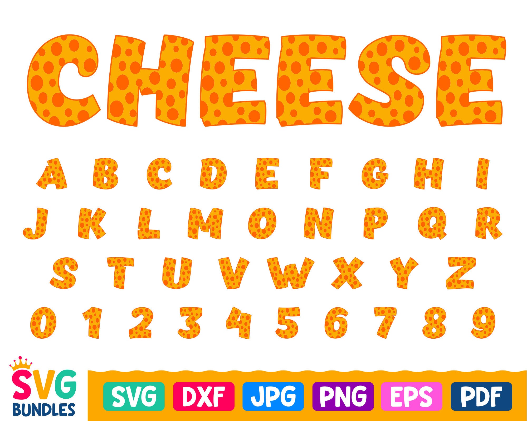 Cheese Font Svg Funny Spotted Letters Svg Cheese Monogram Etsy