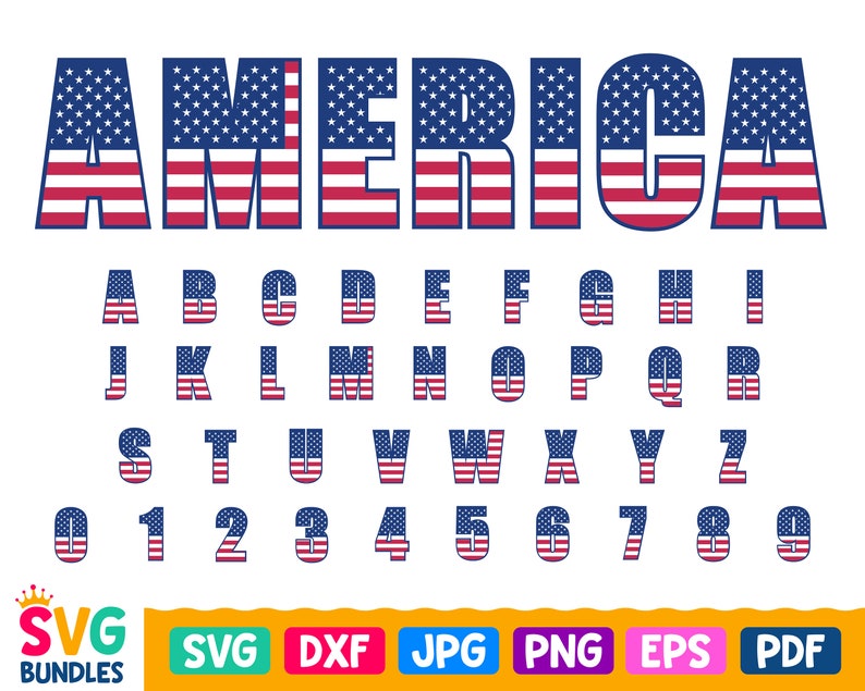 Download American Flag Font Svg A-Z Stars and Stripes Letters Svg ...