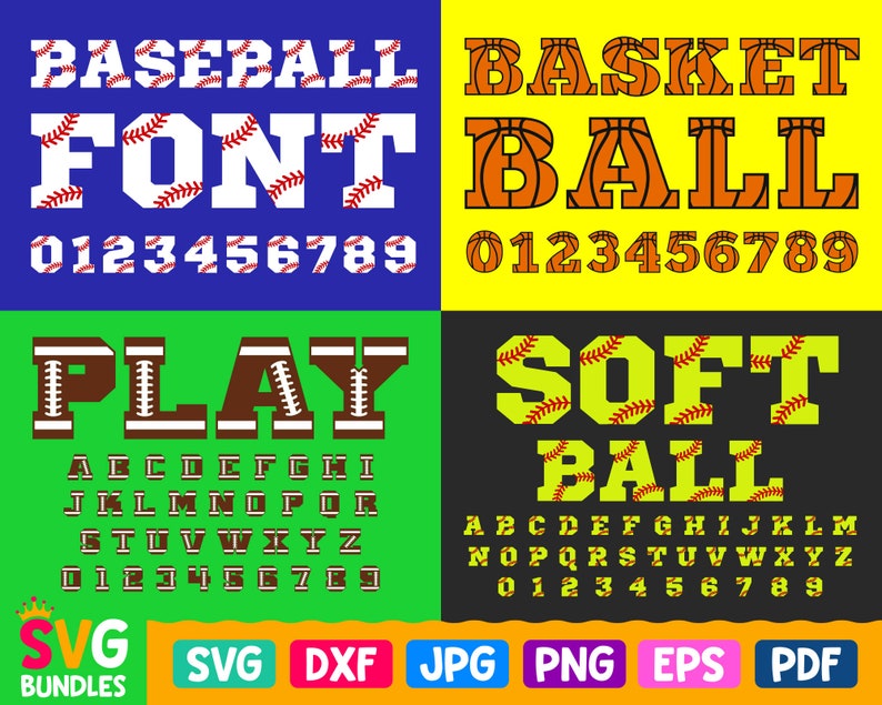 Download Sports Font Svg Font Bundle Svg Baseball Basketball | Etsy