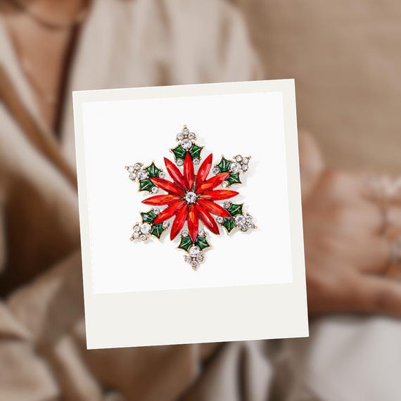 Spilla Vintage A Forma Di Fiocco Di Neve Con Strass E Zirconia Cubica – Gioiello Invernale Per Donna, Accessorio Natale Per Vestiti E Borse