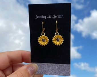 Sunflower Lever-back Earrings