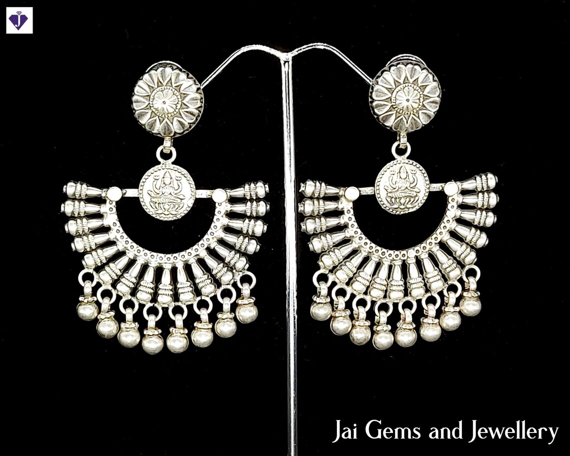 Indian Silver Earrings for Women and Girls | Etsy