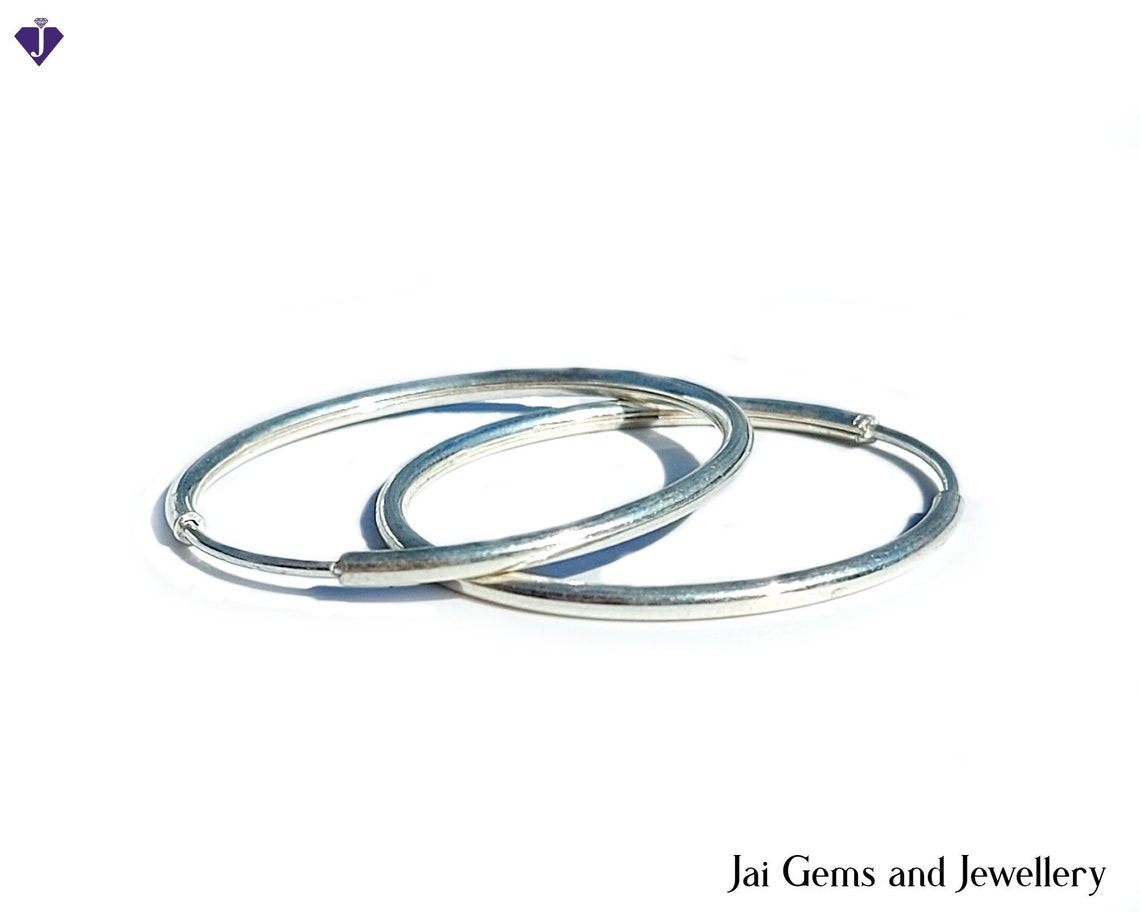 Thin Silver Hoops for Her Modern Hoops Etsy