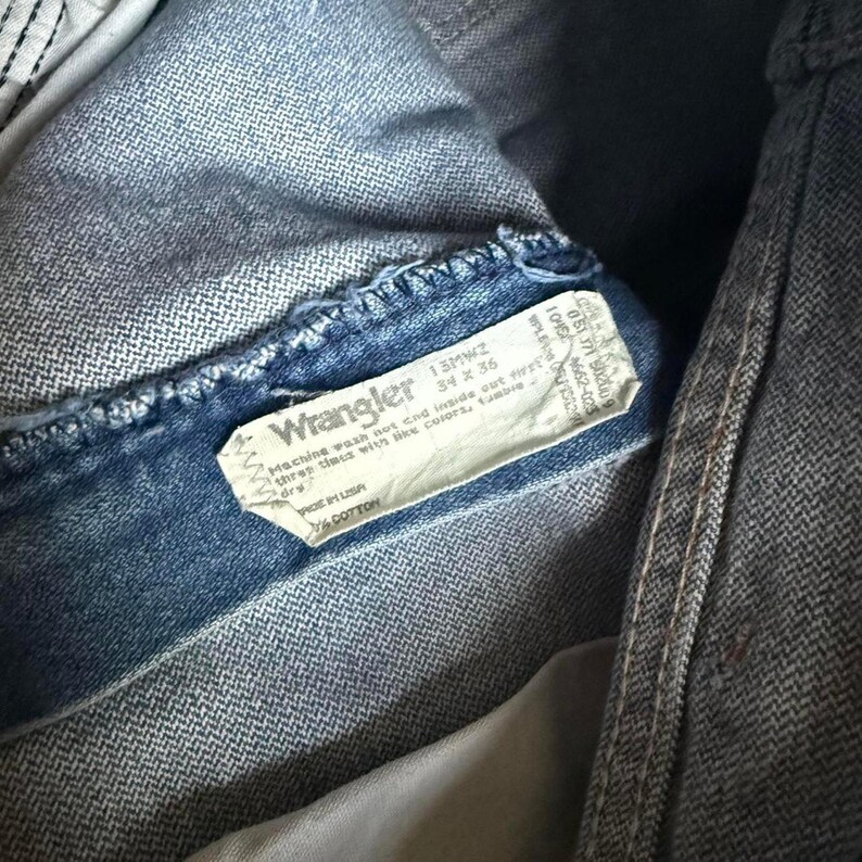 Vaqueros Wrangler vintage de pierna recta, 34 x 36, 100 % algodón, denim azul, tiro alto, estilo vaquero occidental, estilo clásico, fabricado en EE. UU. imagen 6