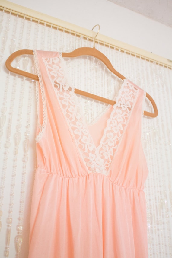 Vintage 1960's Pink Lace Night Gown Slip Dress