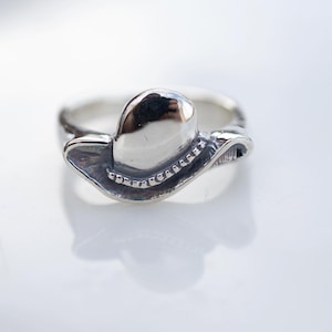 Sterling Silver Cowboy Hat Ring - Antiqued Finish
