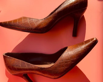 crocodile print heels