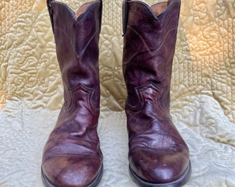 vintage bottes de cowboy en cuir de Justin en cuir marron taille 10 hommes