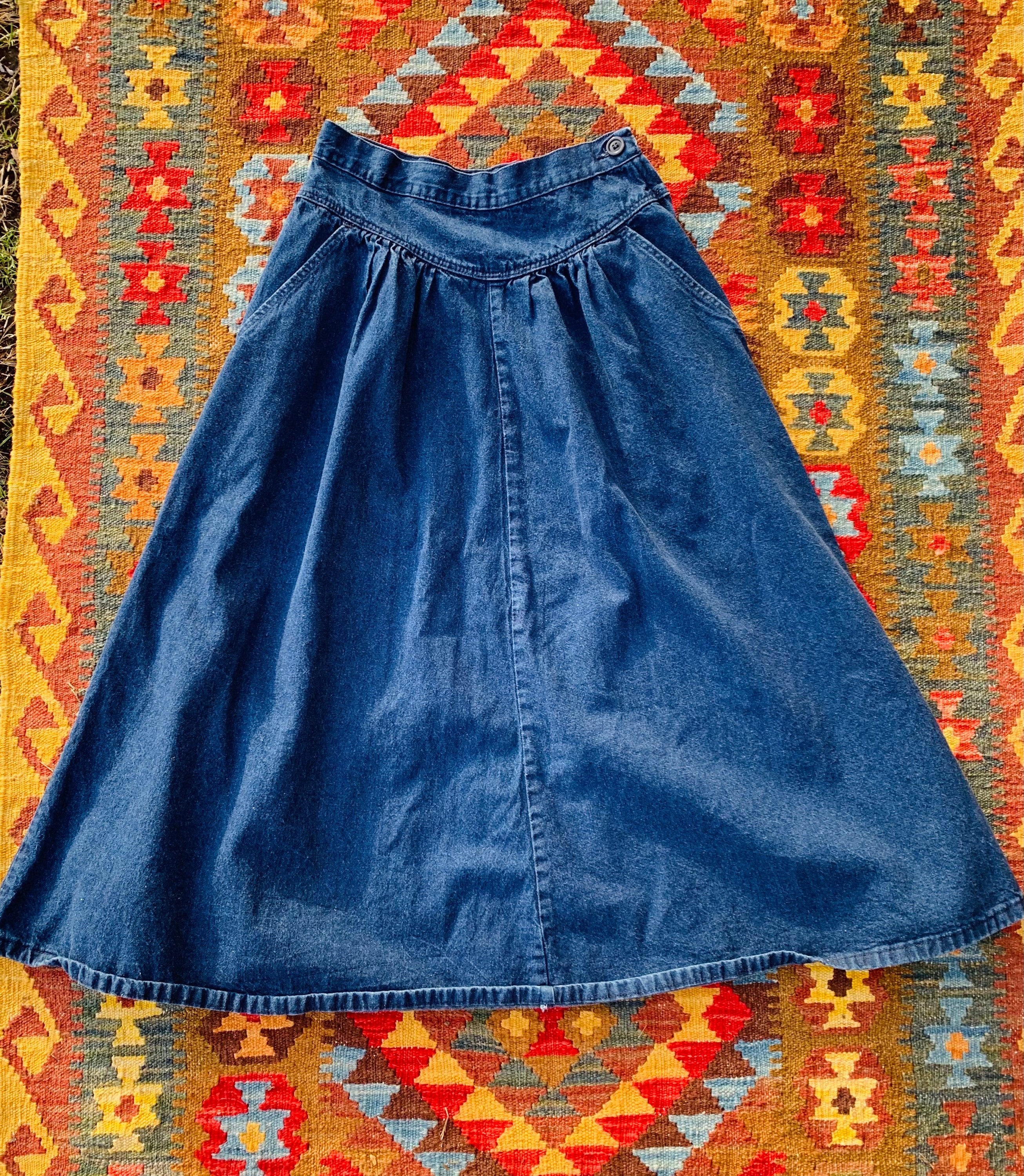 Vintage Wrangler Dark Wash Denim Circle Skirt - Etsy