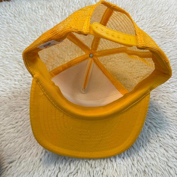 Vintage 1970s Yellow Trucker Hat - Olson Construction View 6