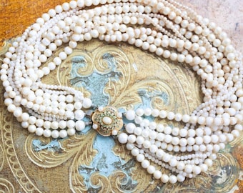 "Vintage Carolee Perlenkette ""Wasserfall"" - Perlen-Choker, Western-Statement."