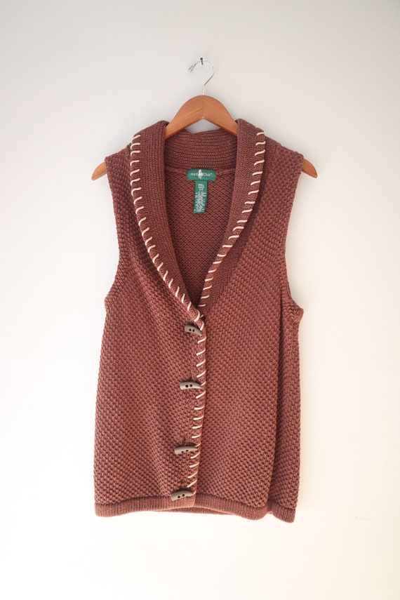 Vintage Brown Knit Hunt Club Vest - Size Small Wom