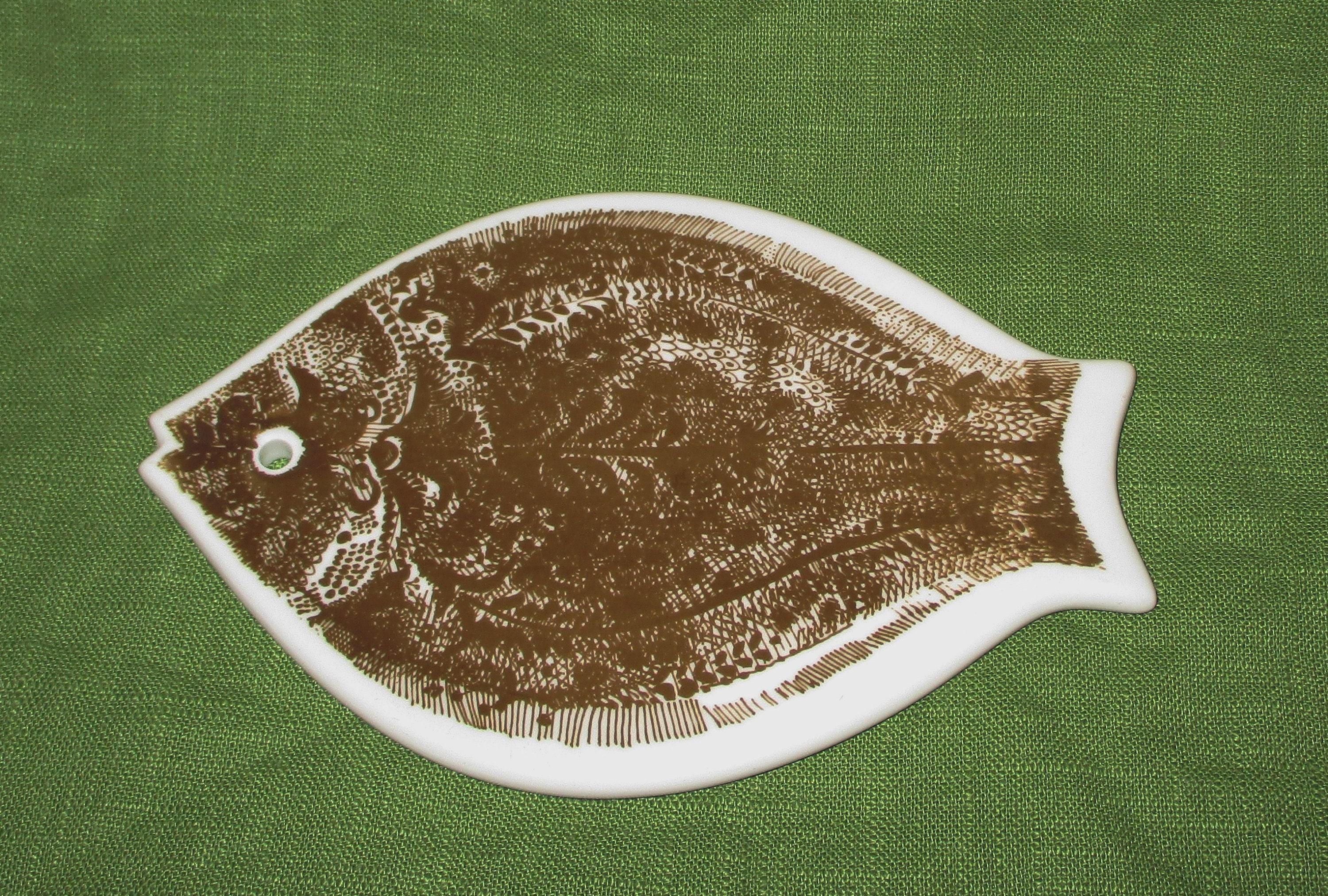 Dessous De Plat Poisson Arne Lindaas - Porsgrund Norvège, Années 1960, Porcelaine Bleue