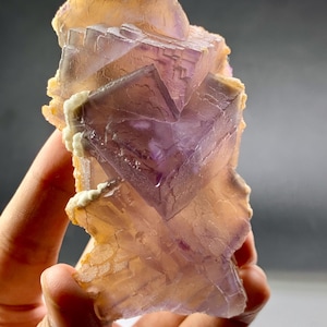 180.5 Gram Fluorite, Fluorite Crystal, Calcite, Fluorite Specimen, Natural Terminated And Undamaged Blue Fluorite Crystal Combined Calcite