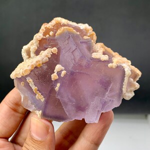 212 Gram Fluorite, Fluorite Crystal, Calcite, Fluorite Specimen, Natural Terminated and Undamaged Blue Fluorite Crystal Combined Calcite