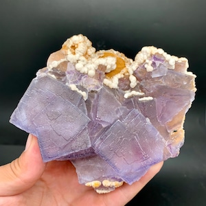 767 Gram Fluorite, Fluorite Crystal, Calcite, Fluorite Specimen, Natural Terminated And Undamaged Blue Fluorite Crystal Combined Calcite
