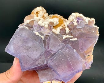 767 Gram Fluorite, Fluorite Crystal, Calcite, Fluorite Specimen, Natural Terminated And Undamaged Blue Fluorite Crystal Combined Calcite