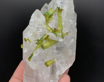 グリーントルマリン結晶クラスターとレピドライト鉱物標本 - 190