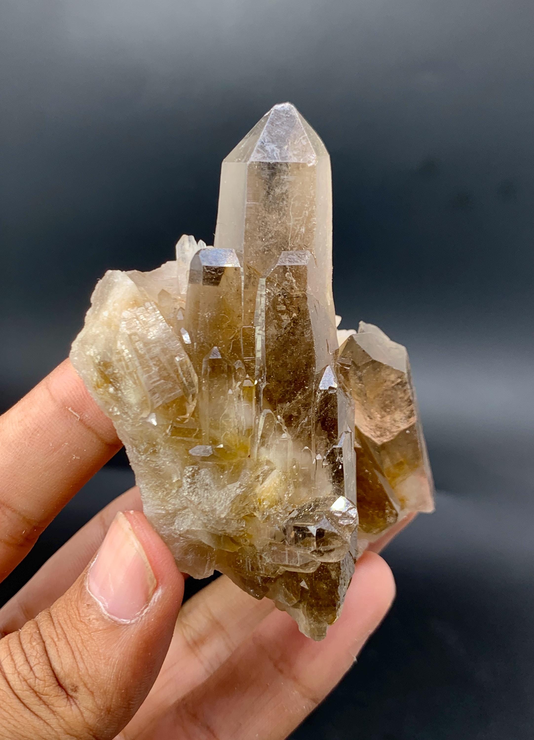 Quartz Fumé Naturel Du Pakistan Avec Rutiles Dorés - 53,40 Carats - Taille Fantaisie - Neuf Avec Étiquettes