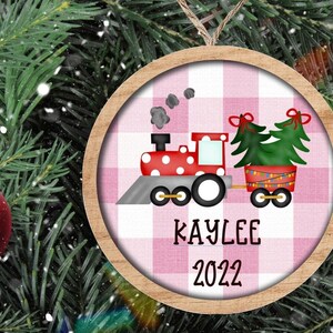 Kids Personalized Christmas Ornament—Christmas Train with Trees, Kids Christmas Ornament, Custom Ornament